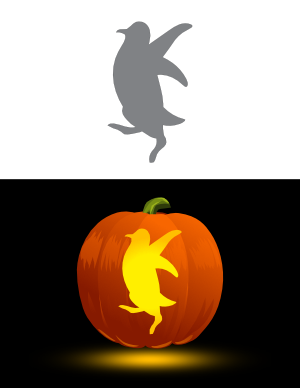 Easy Jumping Penguin Pumpkin Stencil