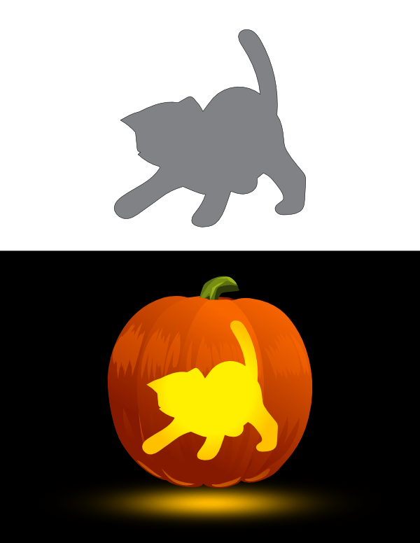 Printable Easy Kitten Pumpkin Stencil