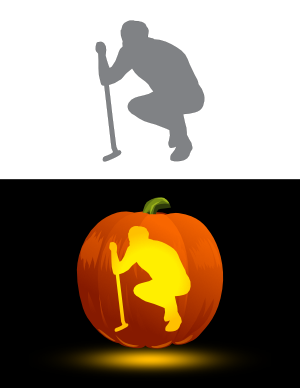 Easy Kneeling Golfer Pumpkin Stencil