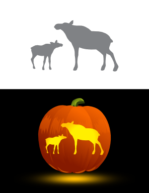 Easy Mother and Baby Moose Pumpkin Stencil