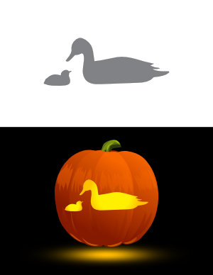 Easy Mother Duck and Duckling Pumpkin Stencil