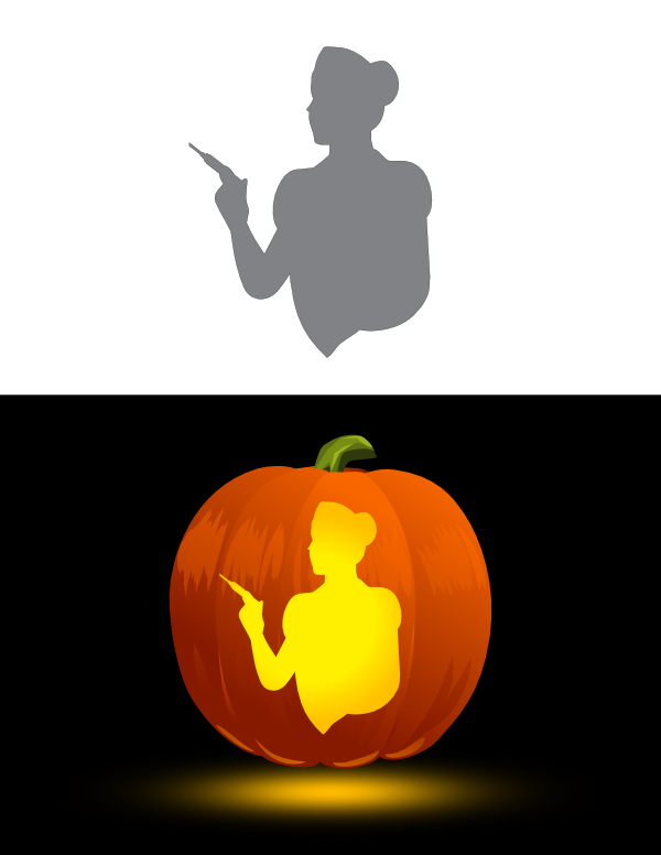 Printable Easy Nurse With Syringe Pumpkin Stencil