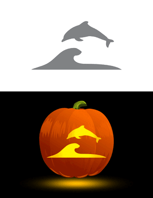 Easy Ocean Wave and Dolphin Pumpkin Stencil