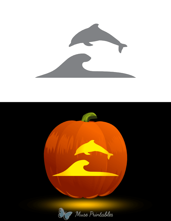 Easy Ocean Wave and Dolphin Pumpkin Stencil