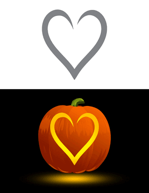 Easy Open Heart Pumpkin Stencil
