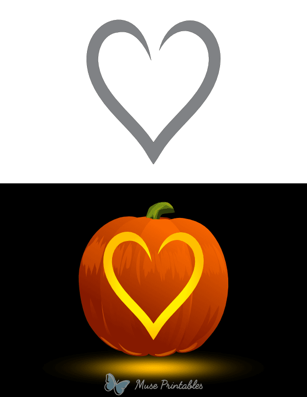 Easy Open Heart Pumpkin Stencil