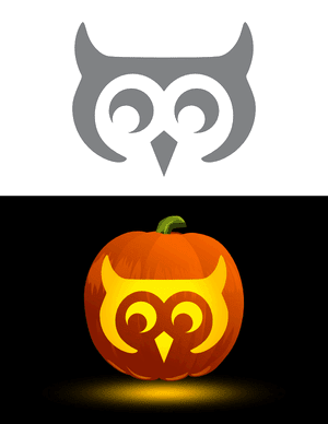 Easy Owl Face Pumpkin Stencil