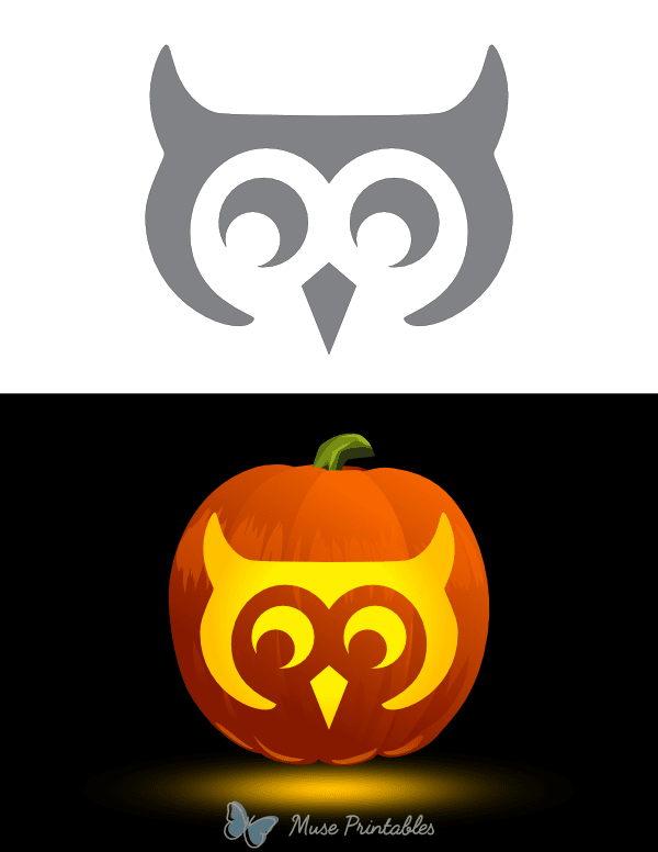 Printable Easy Owl Face Pumpkin Stencil