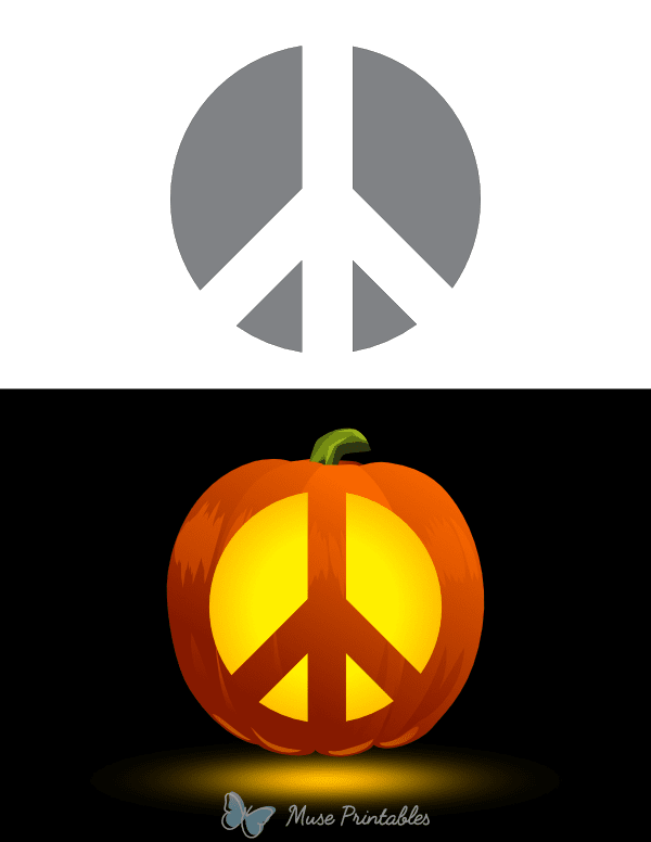 Printable Easy Peace Sign Pumpkin Stencil