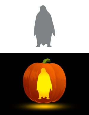 Easy Penguin Front View Pumpkin Stencil
