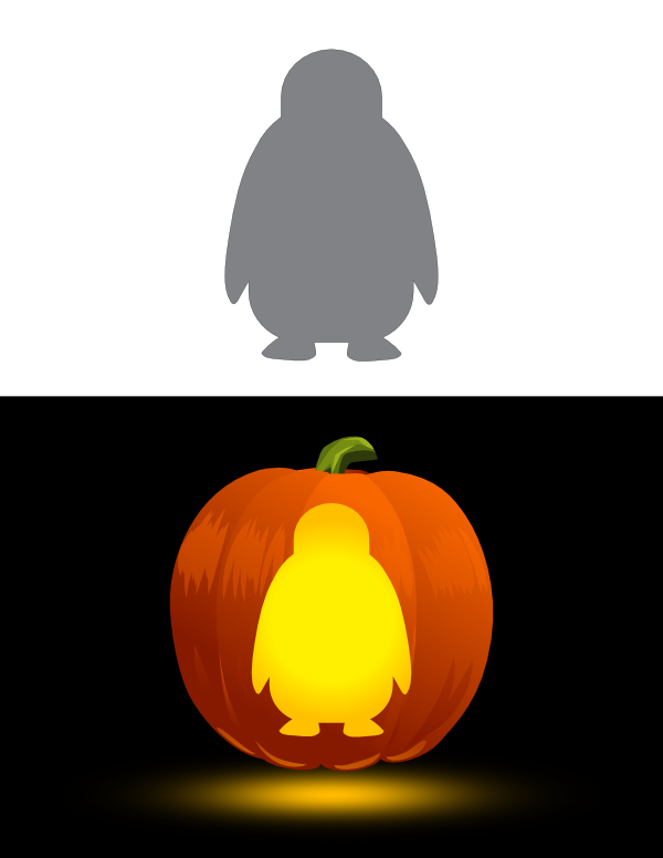 Printable Easy Penguin Pumpkin Stencil