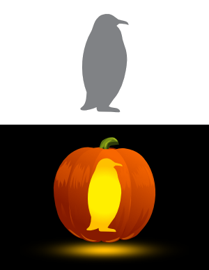 Easy Penguin Side View Pumpkin Stencil