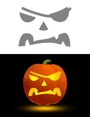 Easy Pirate Face Pumpkin Stencil