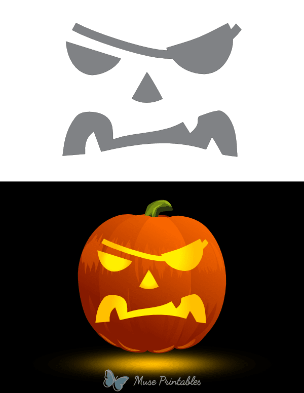 Easy Pirate Face Pumpkin Stencil