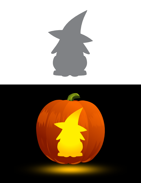 Printable Easy Rabbit Wearing Witch Hat Pumpkin Stencil