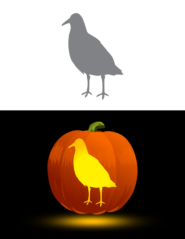 Printable Easy Rail Bird Pumpkin Stencil