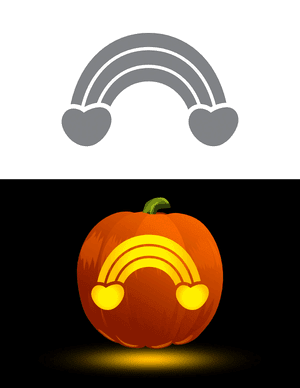 Easy Rainbow and Hearts Pumpkin Stencil