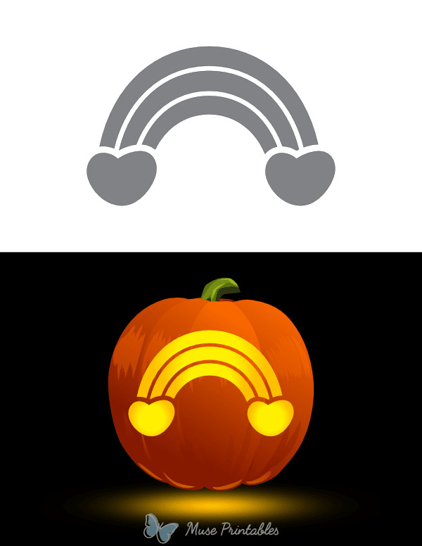 Easy Rainbow and Hearts Pumpkin Stencil