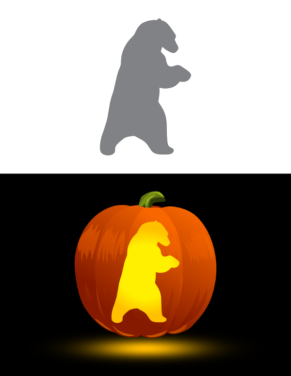 Printable Easy Rearing Polar Bear Pumpkin Stencil