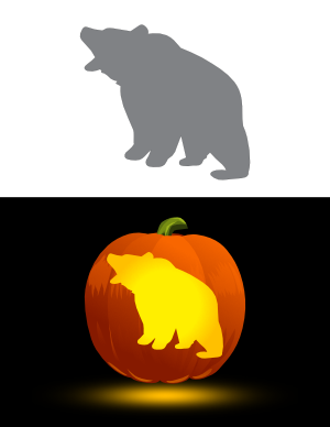 Easy Roaring Bear Pumpkin Stencil