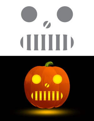 Easy Robotic Face Pumpkin Stencil