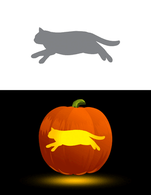 Easy Running Cat Pumpkin Stencil