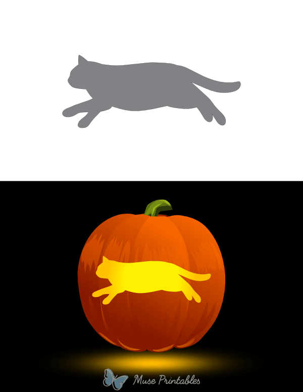 Easy Running Cat Pumpkin Stencil