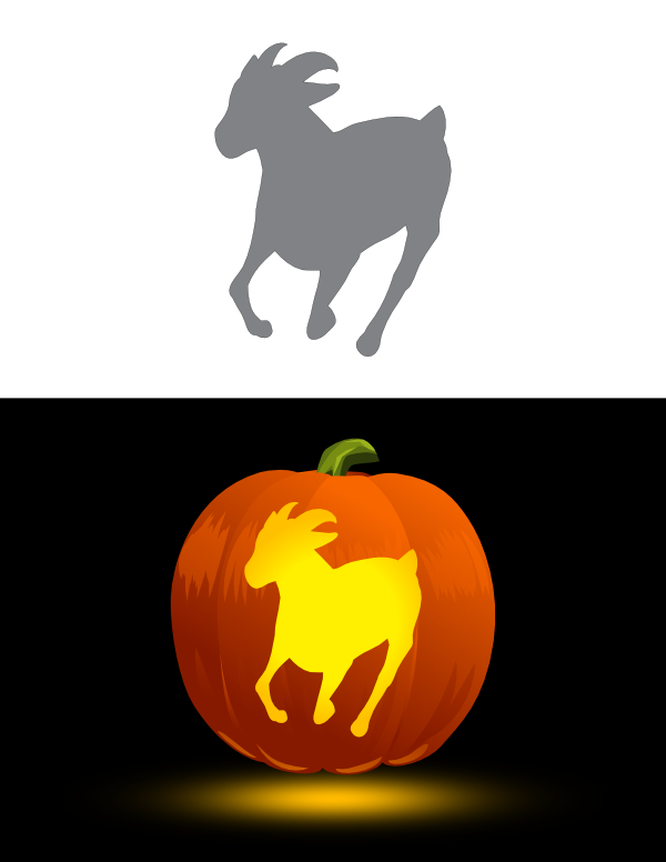 printable easy running goat pumpkin stencil