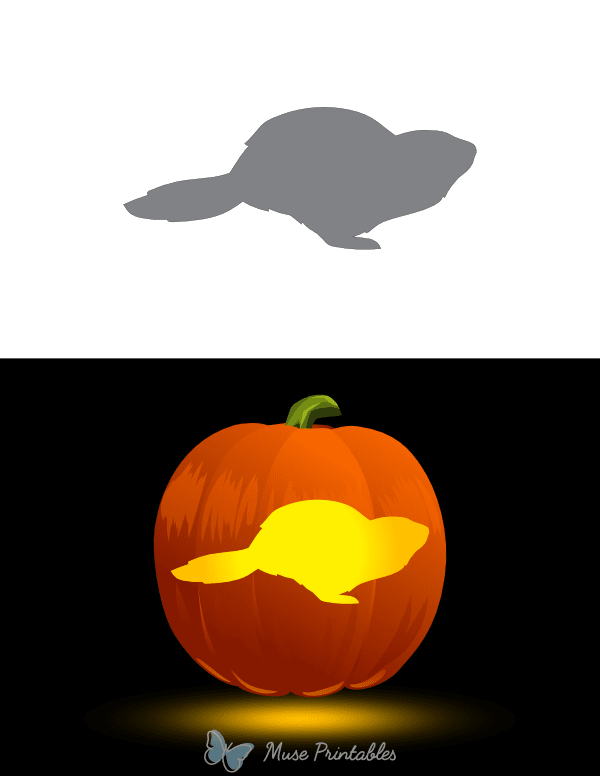 Easy Running Groundhog Pumpkin Stencil