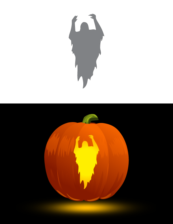 Easy Scary Ghost Pumpkin Stencil