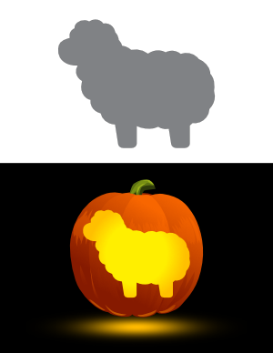 Easy Sheep Pumpkin Stencil