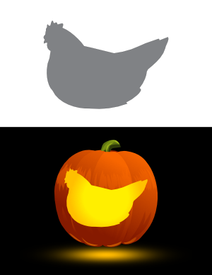Easy Sitting Chicken Pumpkin Stencil