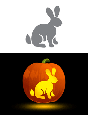 Easy Sitting Rabbit Pumpkin Stencil