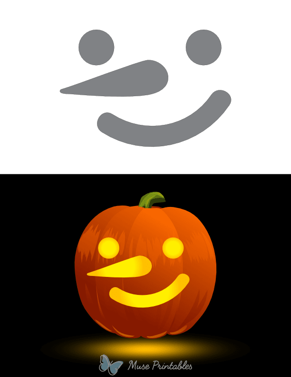 Easy Snowman Face Pumpkin Stencil