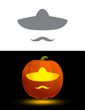 Easy Sombrero and Mustache Pumpkin Stencil