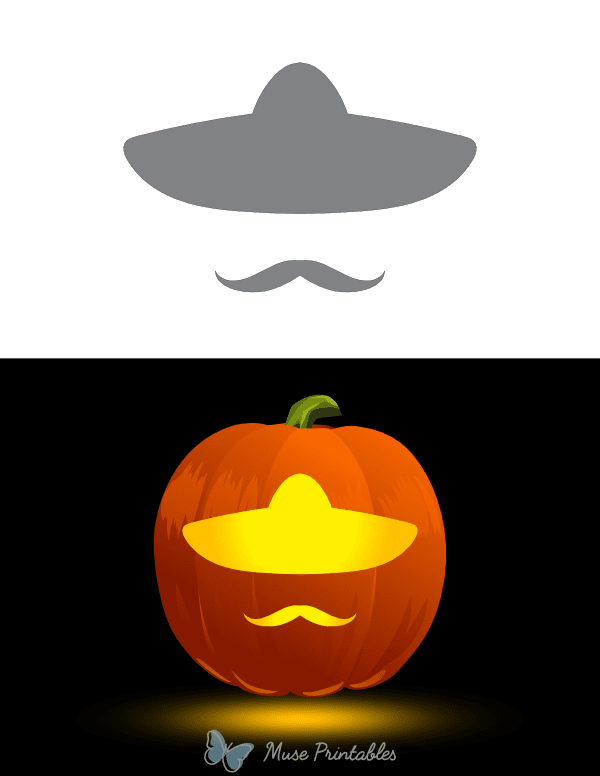 Easy Sombrero and Mustache Pumpkin Stencil