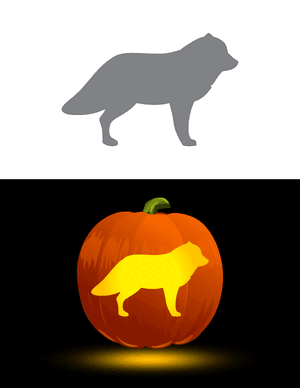 Easy Standing Arctic Fox Pumpkin Stencil