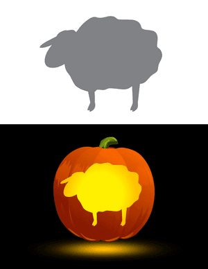 Easy Standing Cartoon Sheep Pumpkin Stencil