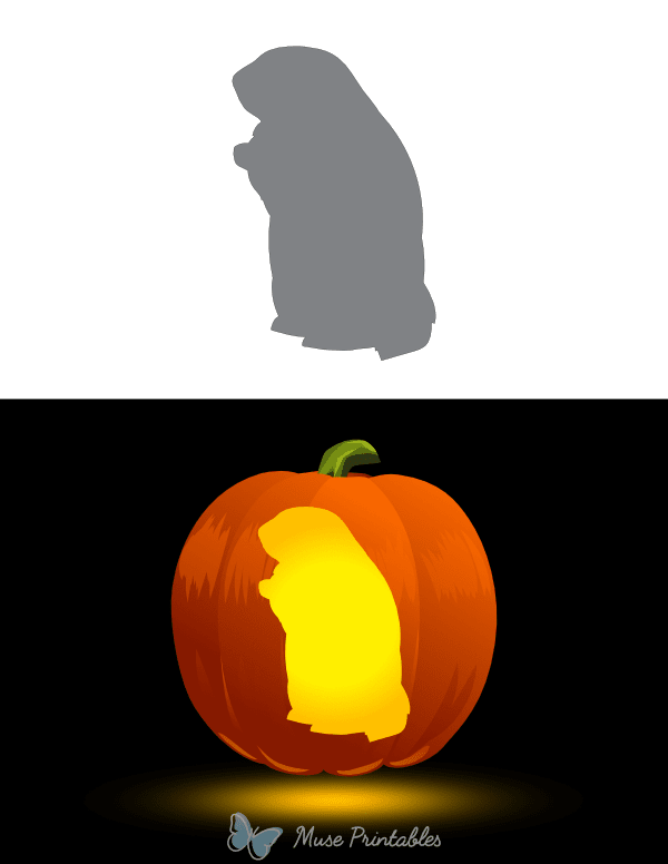 Easy Standing Groundhog Pumpkin Stencil