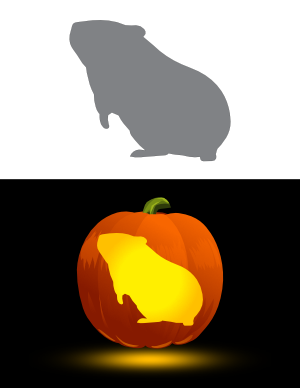 Easy Standing Guinea Pig Pumpkin Stencil