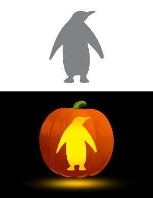 Easy Standing Penguin Pumpkin Stencil
