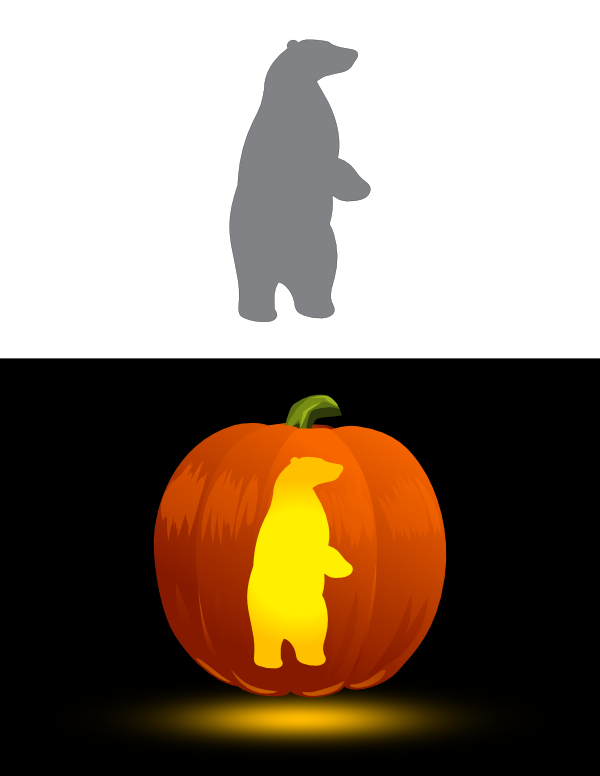 Printable Easy Standing Polar Bear Pumpkin Stencil