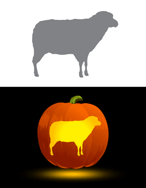 Easy Standing Sheep Pumpkin Stencil