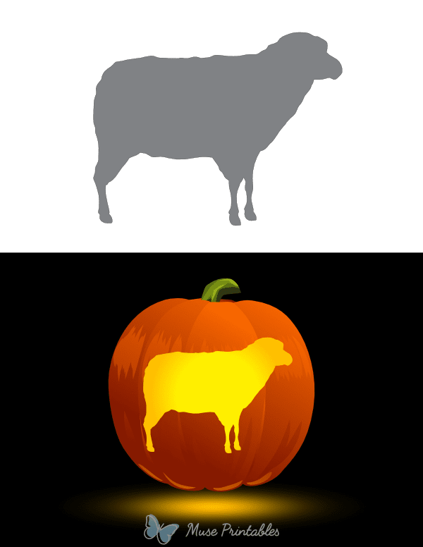 Easy Standing Sheep Pumpkin Stencil