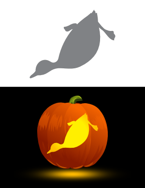 Easy Swimming Duck Pumpkin Stencil