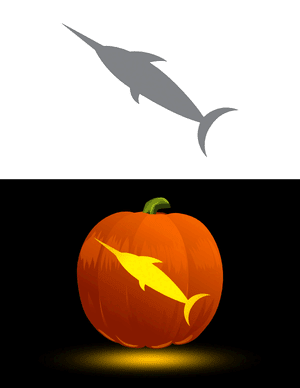 Easy Swordfish Outline Pumpkin Stencil