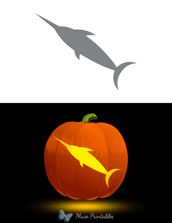 Easy Swordfish Outline Pumpkin Stencil