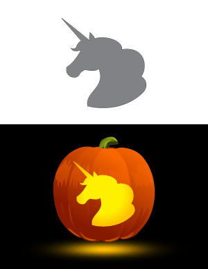 Easy Unicorn Head Pumpkin Stencil