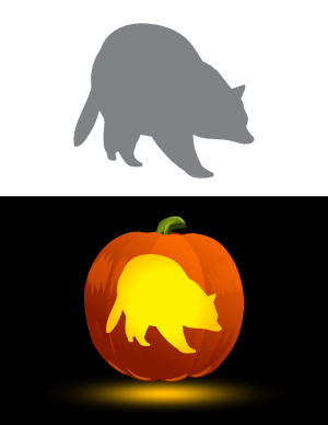 Easy Walking Raccoon Pumpkin Stencil