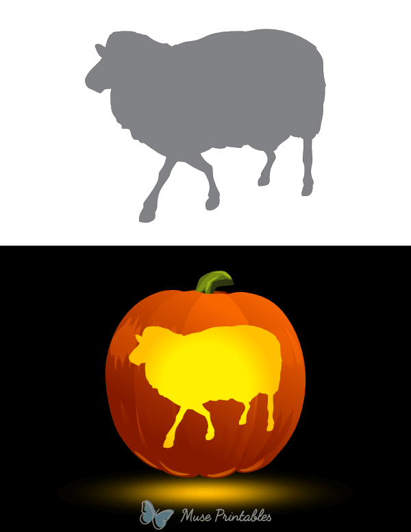 Easy Walking Sheep Pumpkin Stencil